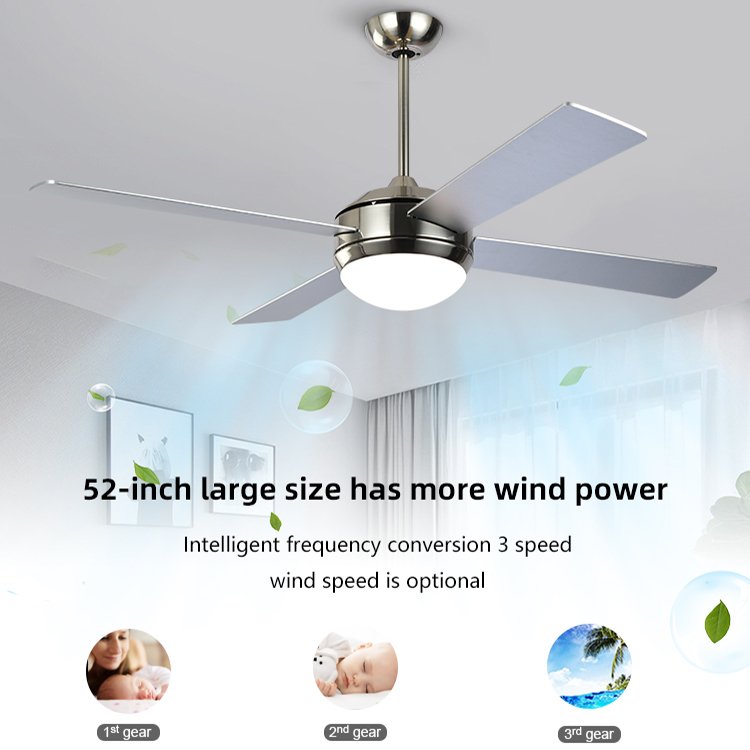 Luxury modern fan lamp chandelier AC 52 inch remote control livingroom electric home Nordic LED ceiling fan with light