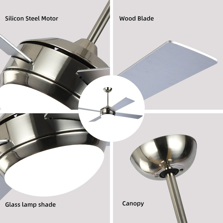 Luxury modern fan lamp chandelier AC 52 inch remote control livingroom electric home Nordic LED ceiling fan with light