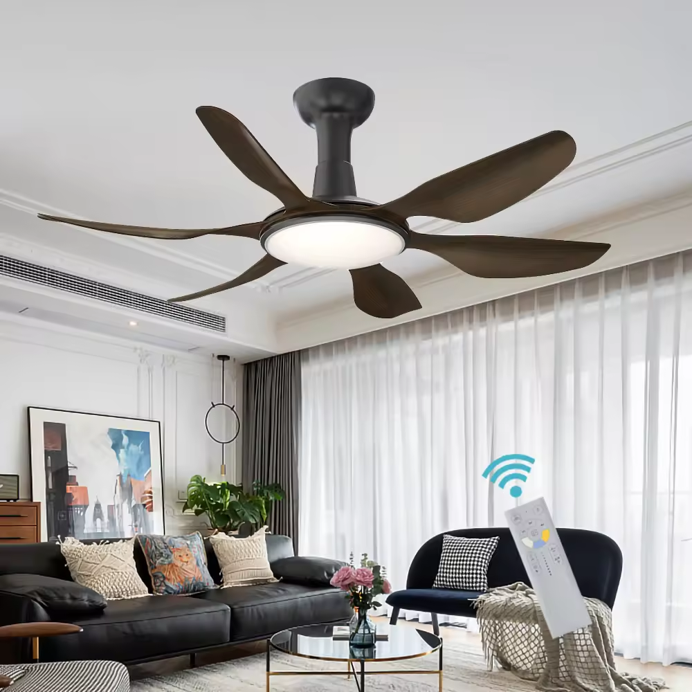 5 Blades 42 46 52 Inch Dimmable Remote Control Led Ceiling Fan With Light