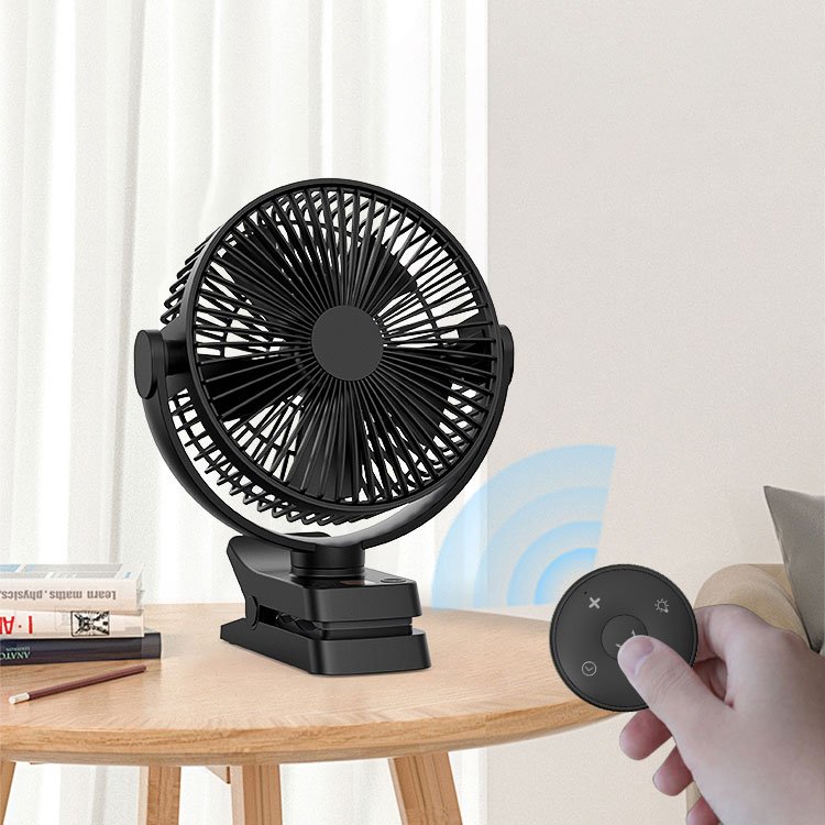 Small Outdoor Ceiling Camp Grow Tent Fan With Light 2.4G Remote Control Rechargeable Battery 8 Inch Clip Fan Clip On Golf Cart