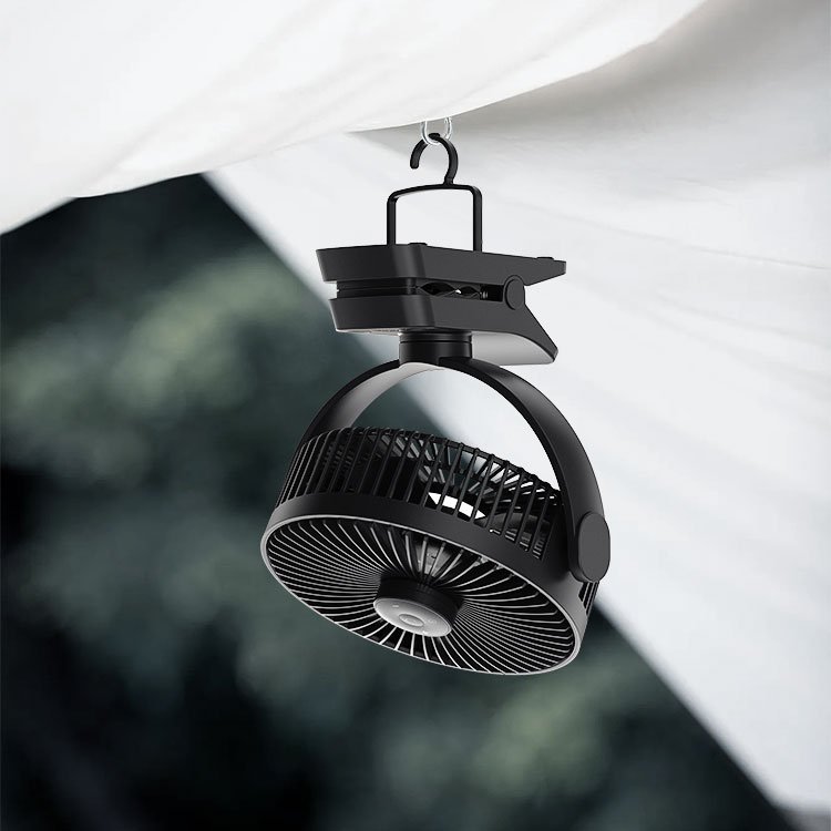 Small Outdoor Ceiling Camp Grow Tent Fan With Light 2.4G Remote Control Rechargeable Battery 8 Inch Clip Fan Clip On Golf Cart