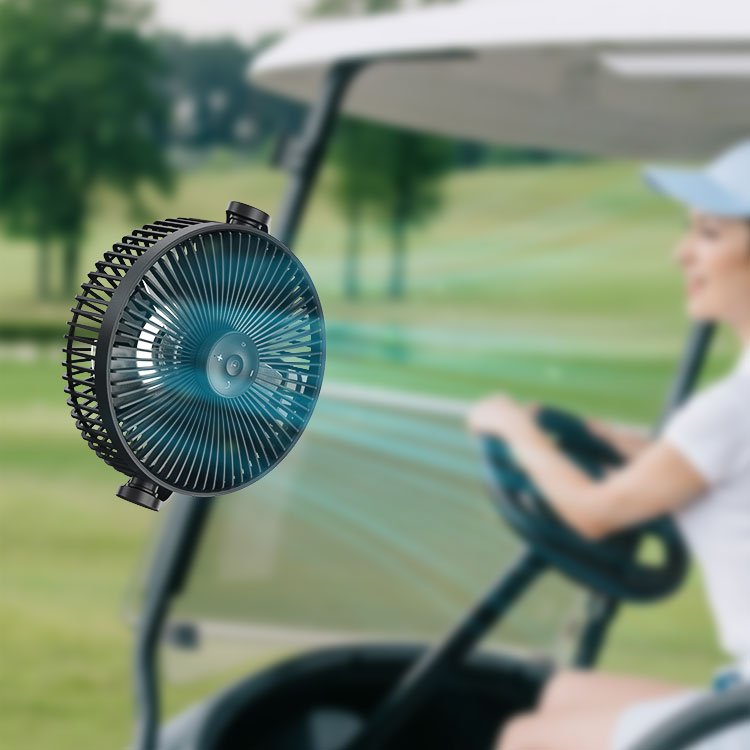 Small Outdoor Ceiling Camp Grow Tent Fan With Light 2.4G Remote Control Rechargeable Battery 8 Inch Clip Fan Clip On Golf Cart