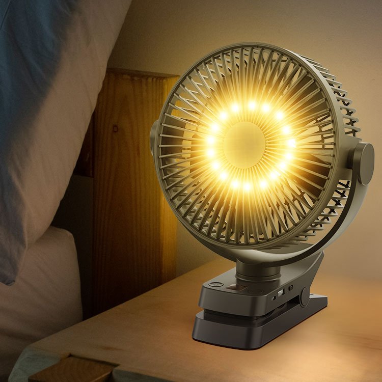 Small Outdoor Ceiling Camp Grow Tent Fan With Light 2.4G Remote Control Rechargeable Battery 8 Inch Clip Fan Clip On Golf Cart