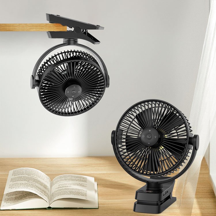 Small Outdoor Ceiling Camp Grow Tent Fan With Light 2.4G Remote Control Rechargeable Battery 8 Inch Clip Fan Clip On Golf Cart