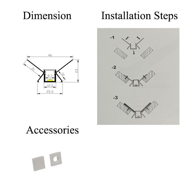 LED Linear Lights Aluminium Profile Pre-Built Finish Recessed Ceiling Lace Linear Light White with Lace Punch on Side