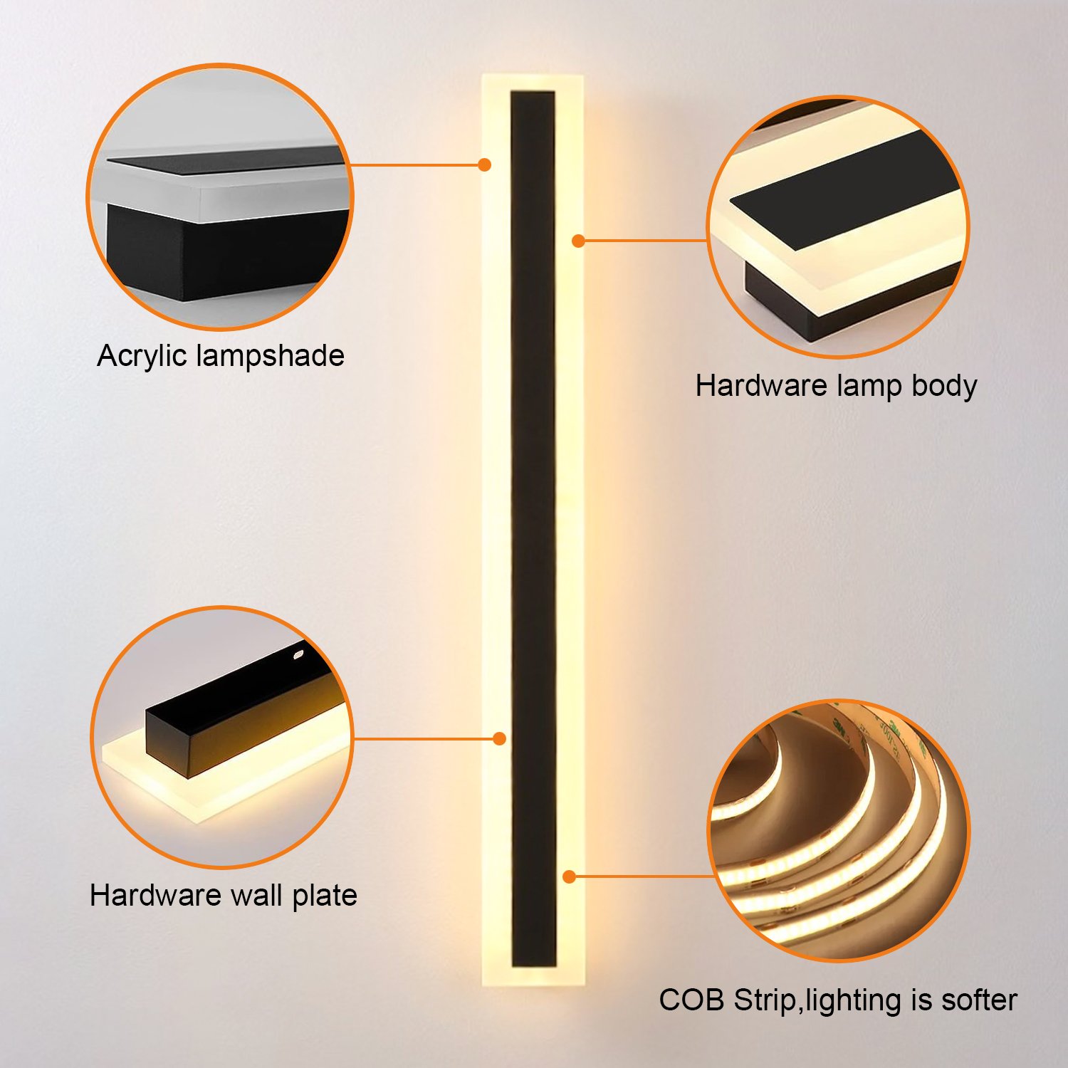 Nordic aluminum modern outdoor acrylic decorative linear wall lamp Ip65 LED long strip wall light