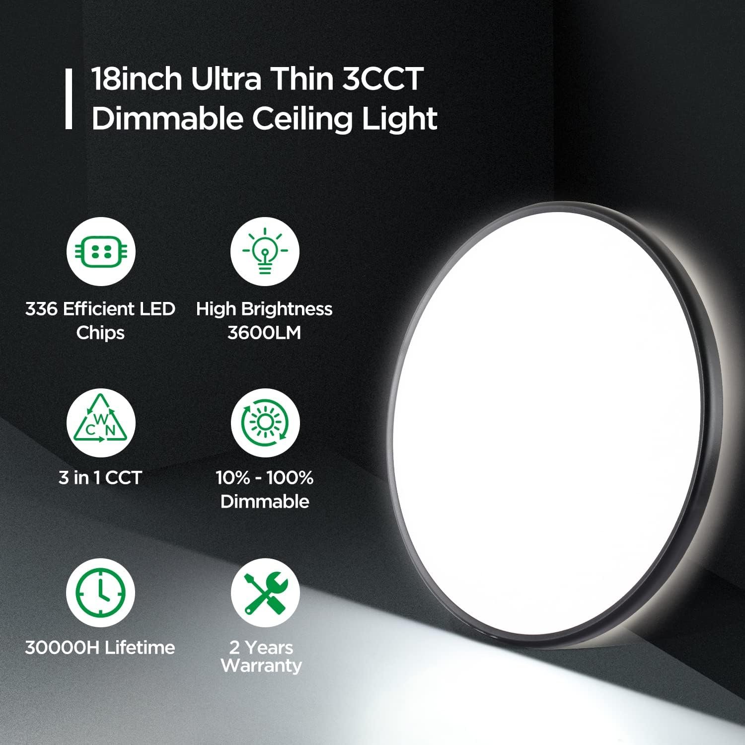 Round led ceiling light ceiling fixture dimmable black thin flat round Lighting for living room bedroom hallway