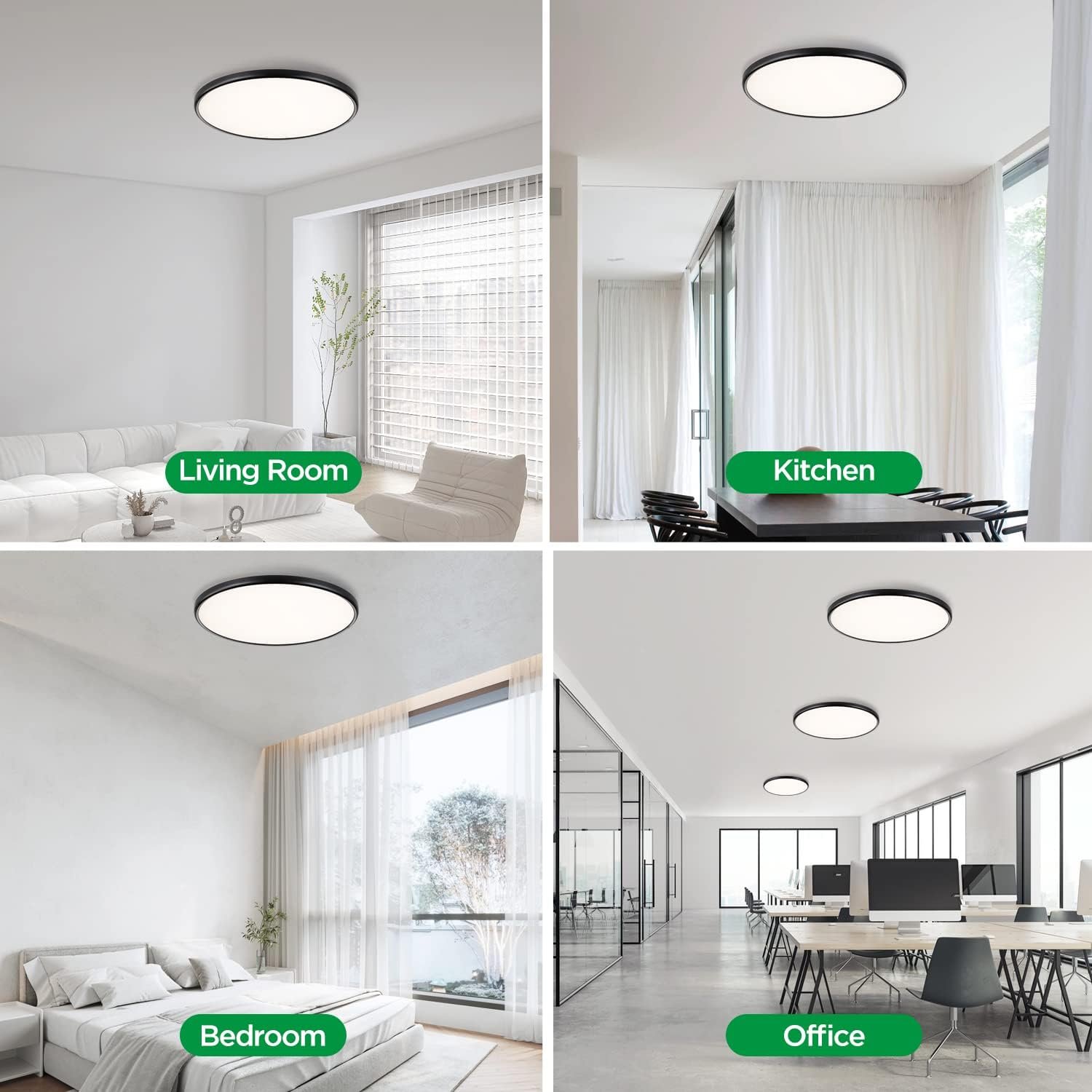 Round led ceiling light ceiling fixture dimmable black thin flat round Lighting for living room bedroom hallway