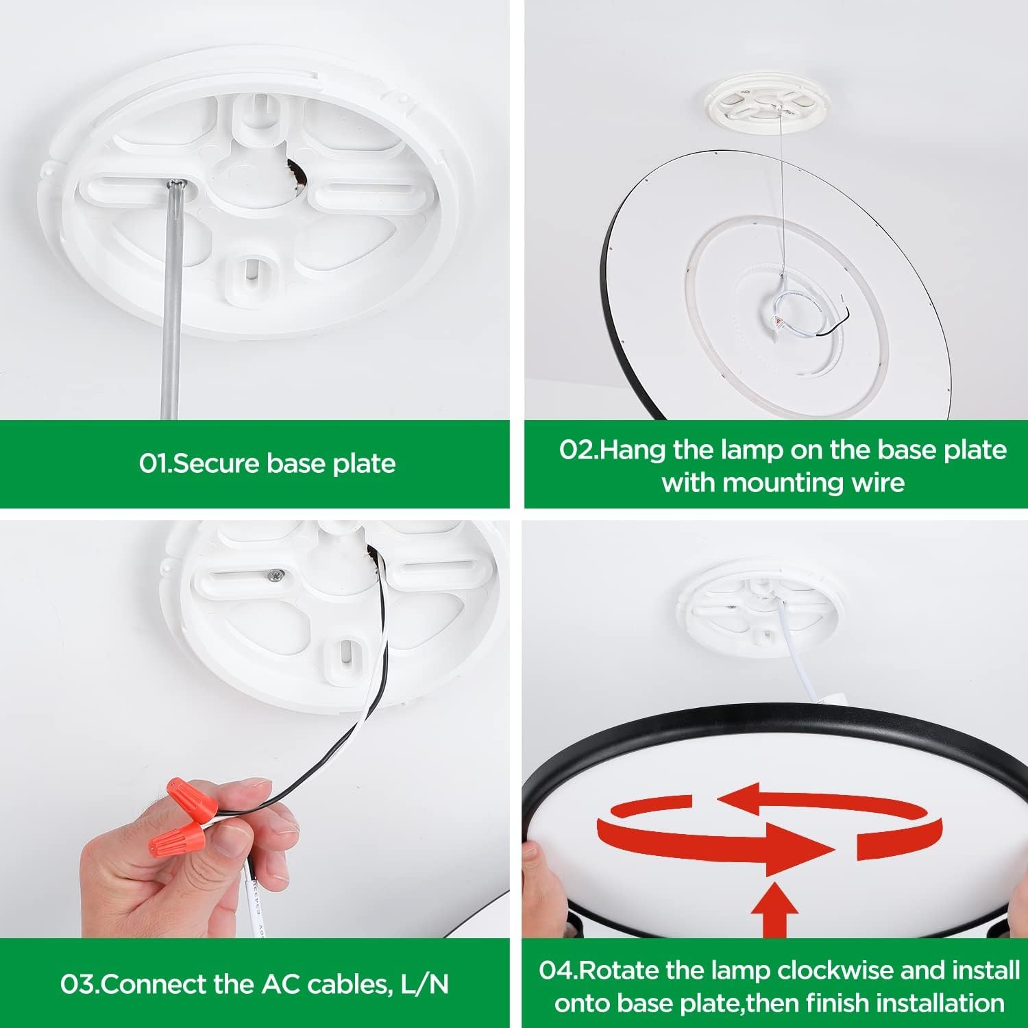 Round led ceiling light ceiling fixture dimmable black thin flat round Lighting for living room bedroom hallway