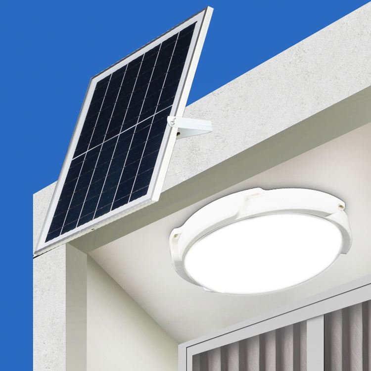 Outdoor Indoor Lighting Waterproof Ip65 Solar Led Ceiling Light With Remote Control Solar Panel For Home Garden Corridor