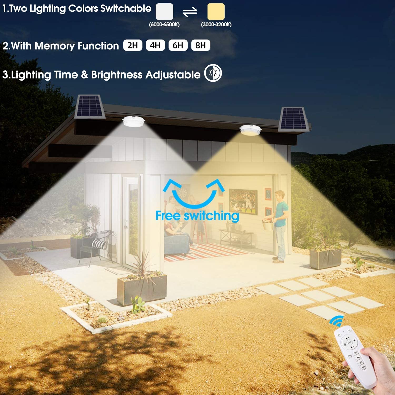 50W LED energy lamp indoor balcony courtyard lamp outdoor waterproof solar ceiling light