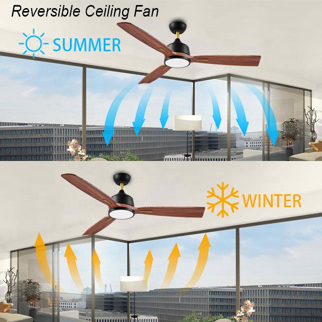 60" European Styles Solid Wood Reversible Bldc Motor Led Light Ceiling Fan With Remote Control