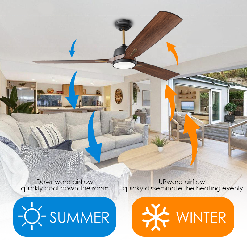 60" European Styles Solid Wood Reversible Bldc Motor Led Light Ceiling Fan With Remote Control