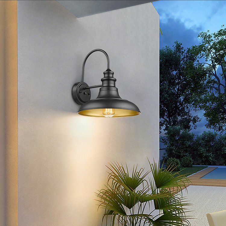 Classical Landscape Outdoor E26 Iron Black Gold Decorative Garden Backyard Pathway Road Lighting Ceiling Light