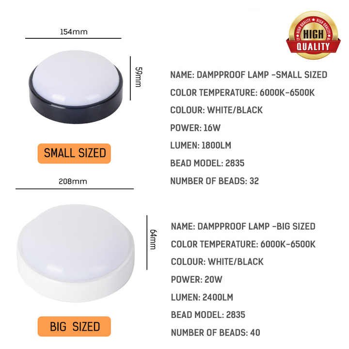 LED Moisture-proof Ceiling Lamp Circular White 16W 20W AC100-265V Outdoor Waterproof Wall Light