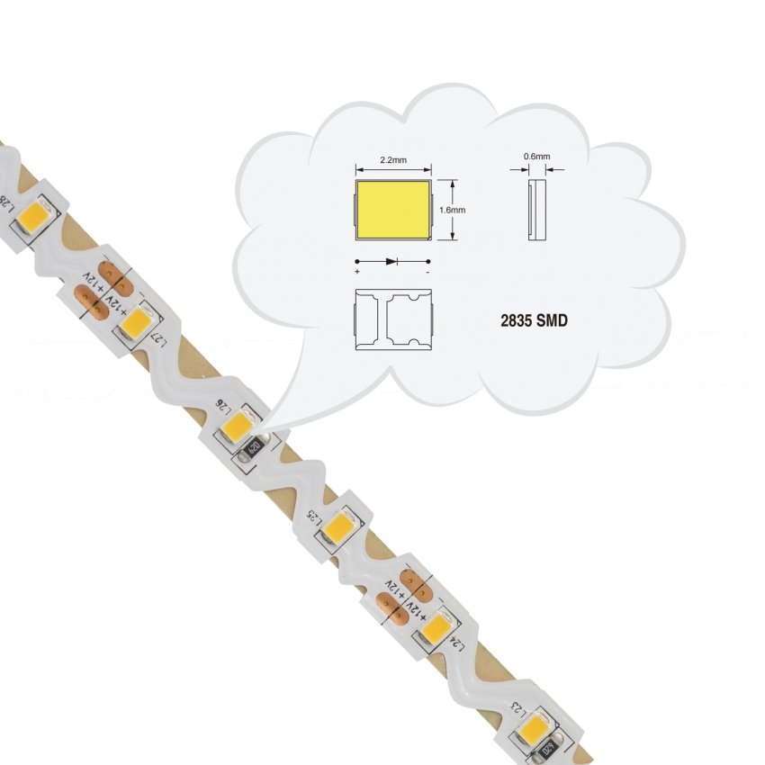 DC12V 24V Economic 12w/m Zig Zag SMD 2835 60Led Strip 6/8mm Type S Bending Flexible led strip s shape outdoor ceiling led strips