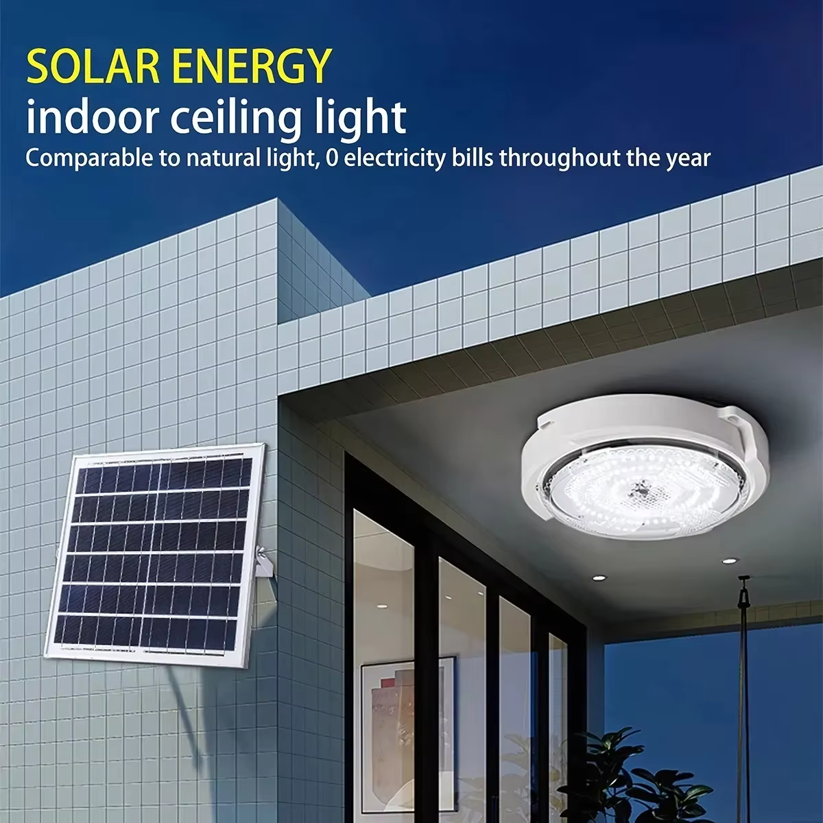 OEM Factory Waterproof Ip65 Outdoor Indoor LED Solar Ceiling Light With Remote Control Solar Light Lamp For Sale