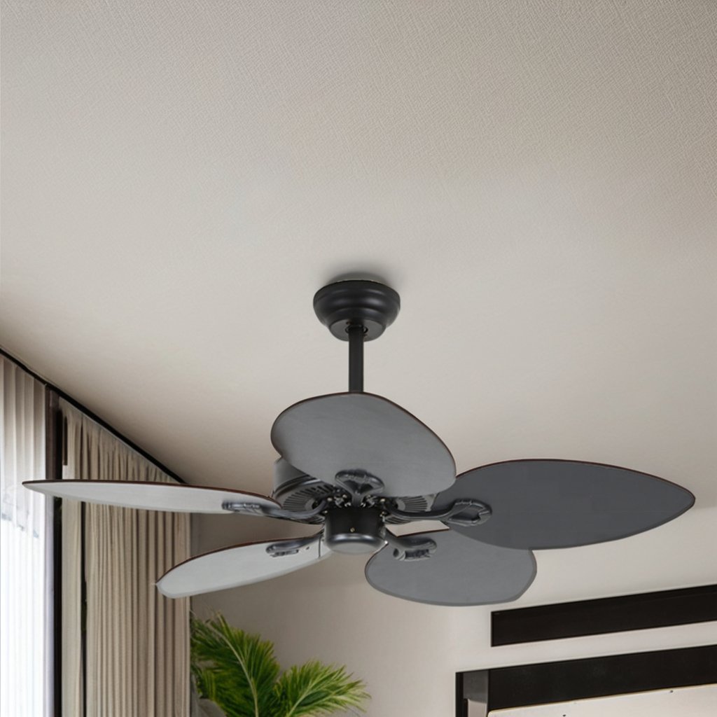 Black Wooden blades retro ceiling fan simple classic design indoor and outdoor universal 42-inch ceiling fan no light