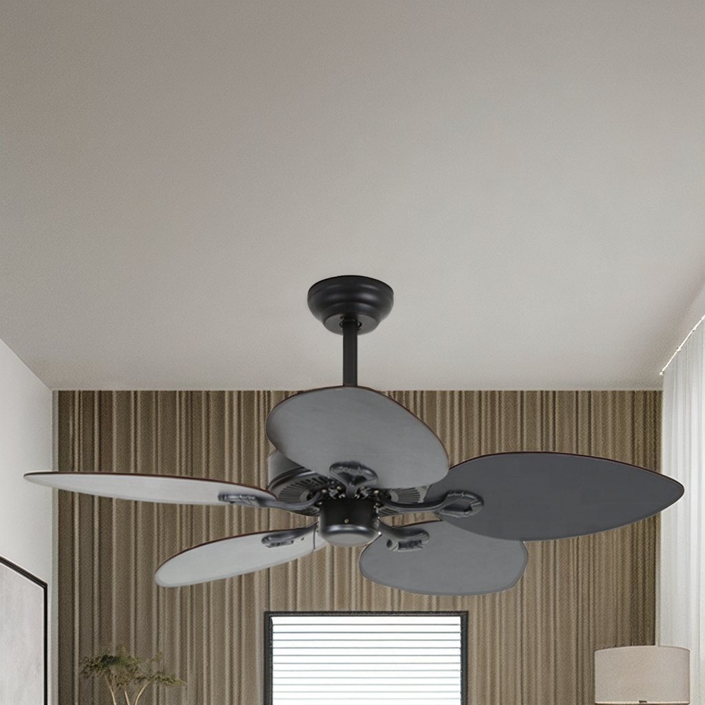 Black Wooden blades retro ceiling fan simple classic design indoor and outdoor universal 42-inch ceiling fan no light