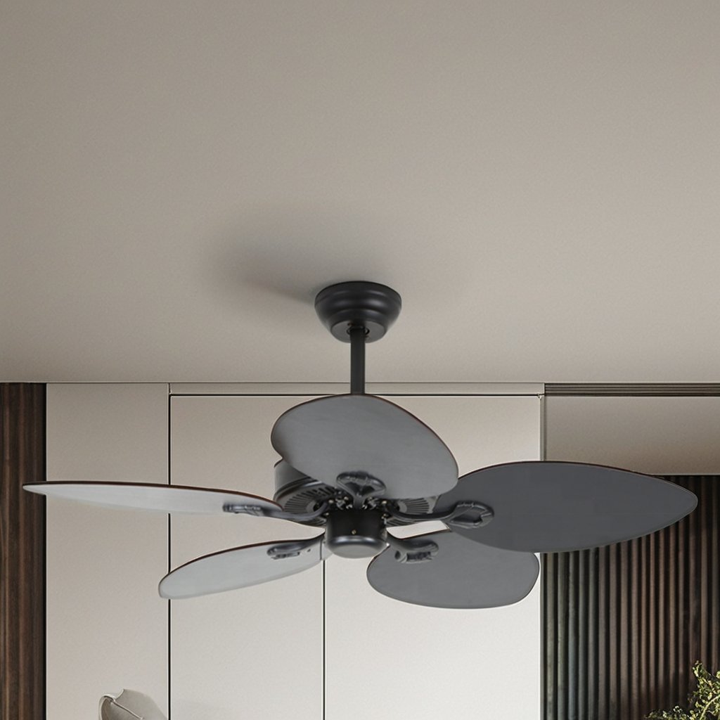 Black Wooden blades retro ceiling fan simple classic design indoor and outdoor universal 42-inch ceiling fan no light
