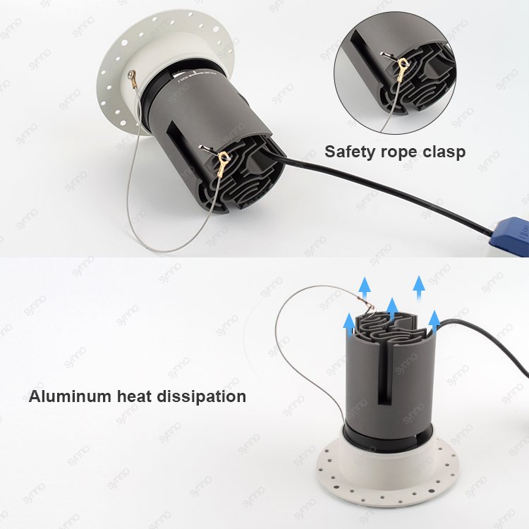 High Lumen Outdoor Recessed Concrete Ceiling Down Light Directional COB LED Bathroom Trimless Downlight