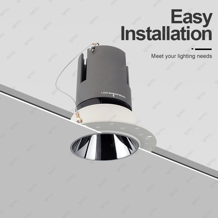 High Lumen Outdoor Recessed Concrete Ceiling Down Light Directional COB LED Bathroom Trimless Downlight