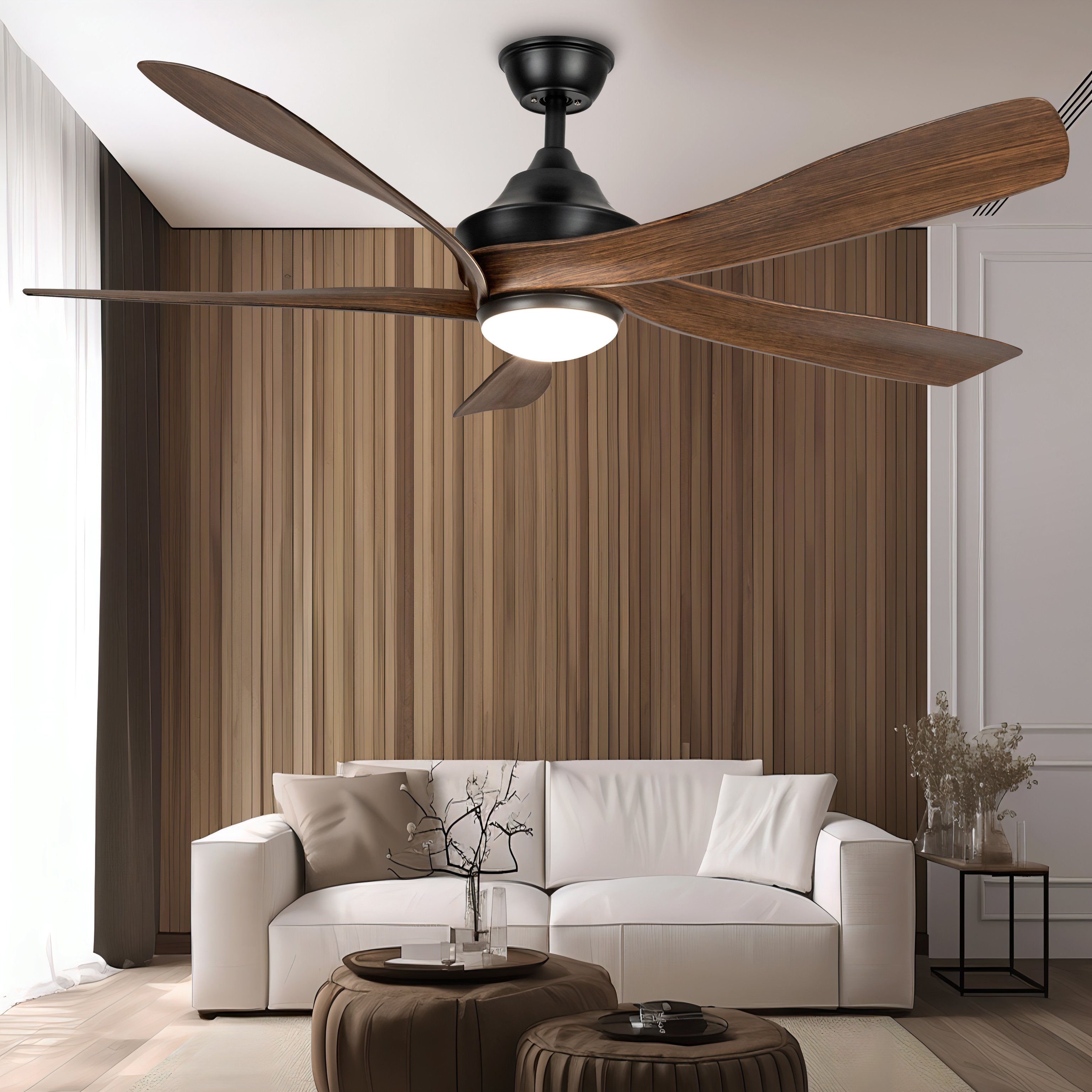 ECO 56 inch American retro style dark wood color strong wind silent ceiling fan for house hold commercial industrial use
