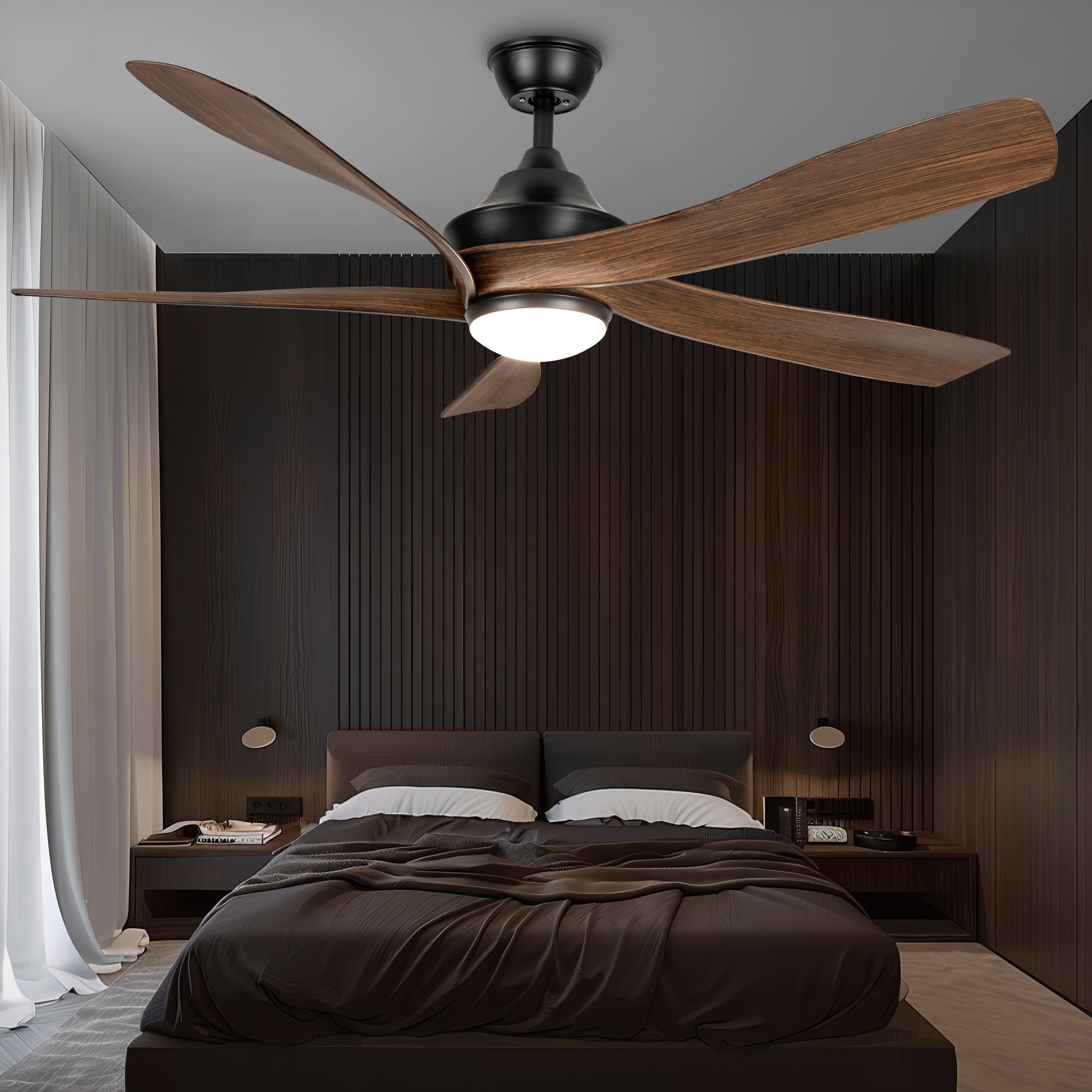 ECO 56 inch American retro style dark wood color strong wind silent ceiling fan for house hold commercial industrial use
