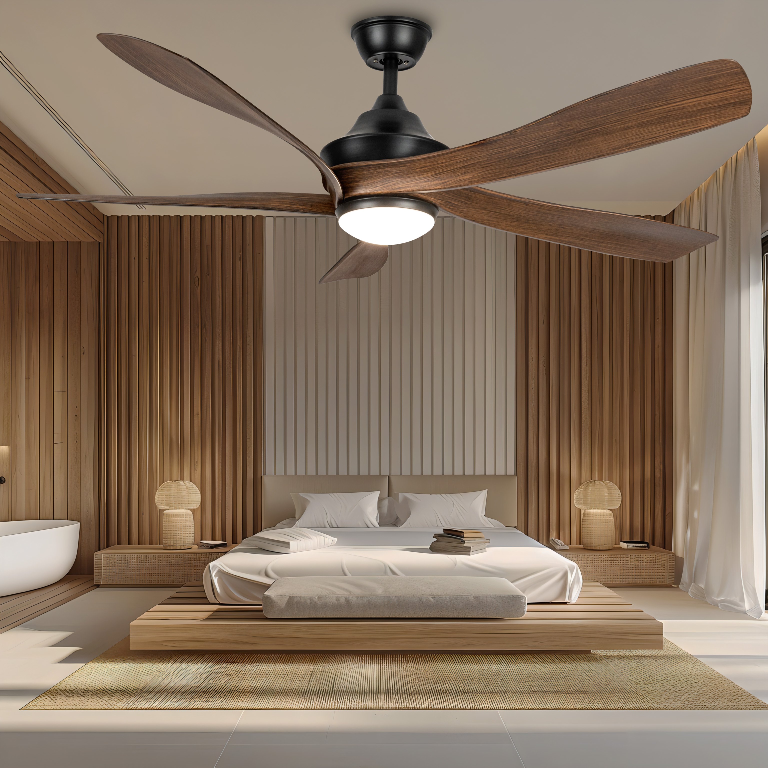 ECO 56 inch American retro style dark wood color strong wind silent ceiling fan for house hold commercial industrial use