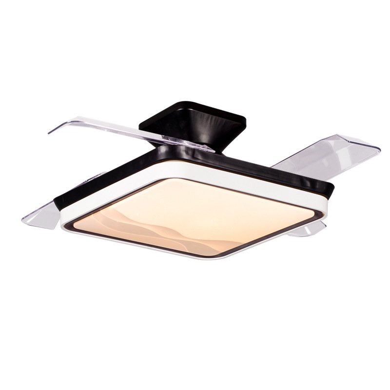 JYLIGHTING ABS Ceiling Fan with Light for Bedroom Ceiling Fan with Light and Remote Square Fan Light LED Black Living Room 1 Pcs