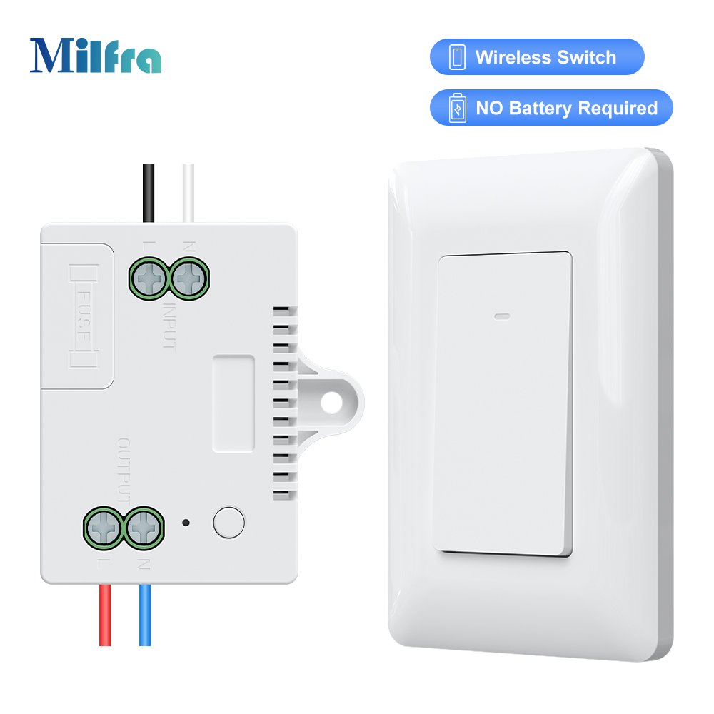 Self Powered Wireless Light Wall Switch Remote Light Switch Remote Control Light Switch With RF Receiver No WiFi Needed