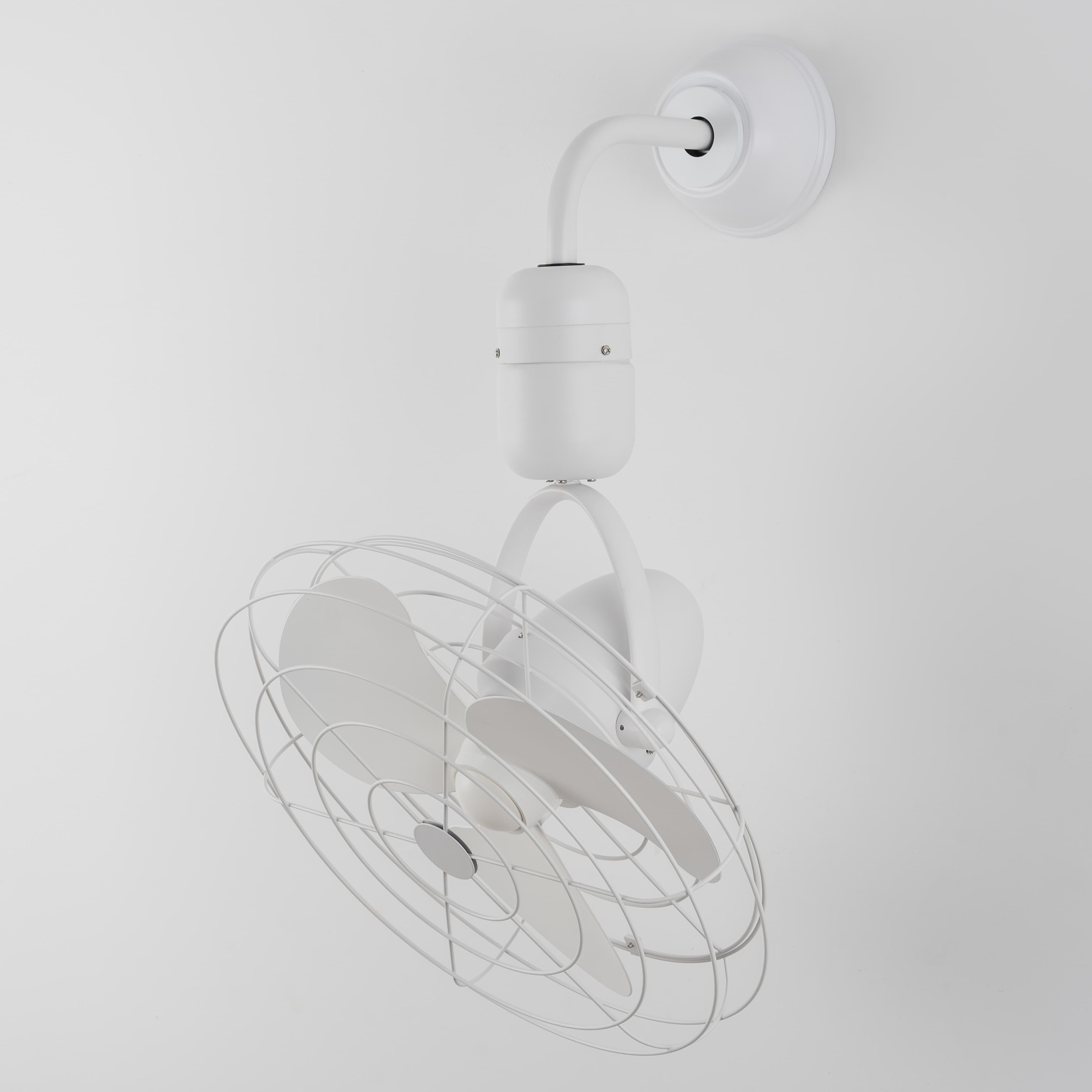 Oscillating Wall Fan 16 Inch Stylish Pure White High Speed Remote Control Wall-mounted Ceiling Fans for Home Deco