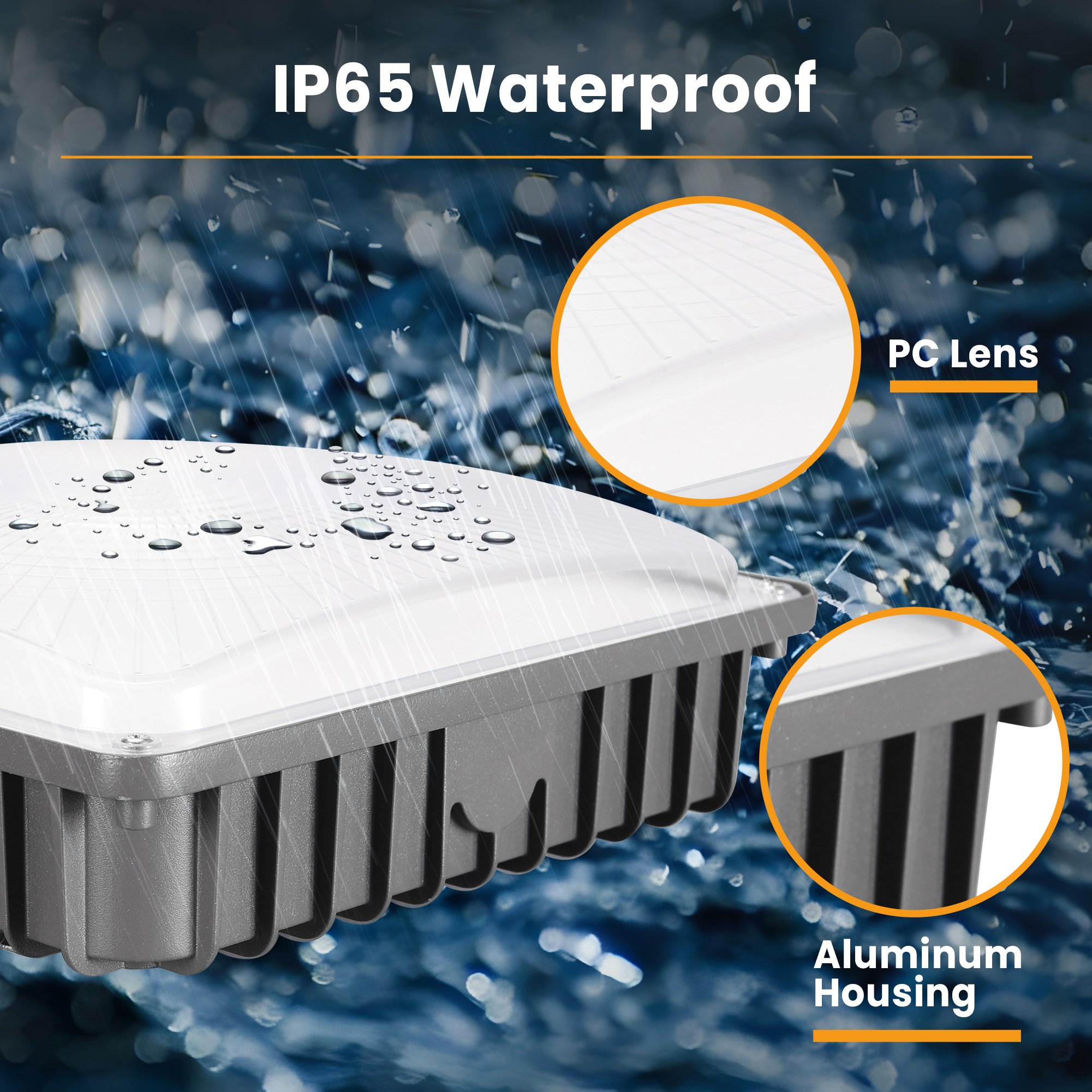 ETL Listed 45W Outdoor LED Canopy Light 0-10V Dimmable Warehouse Landscape 5000K Daylight IP65 Waterproof 110-277VAC