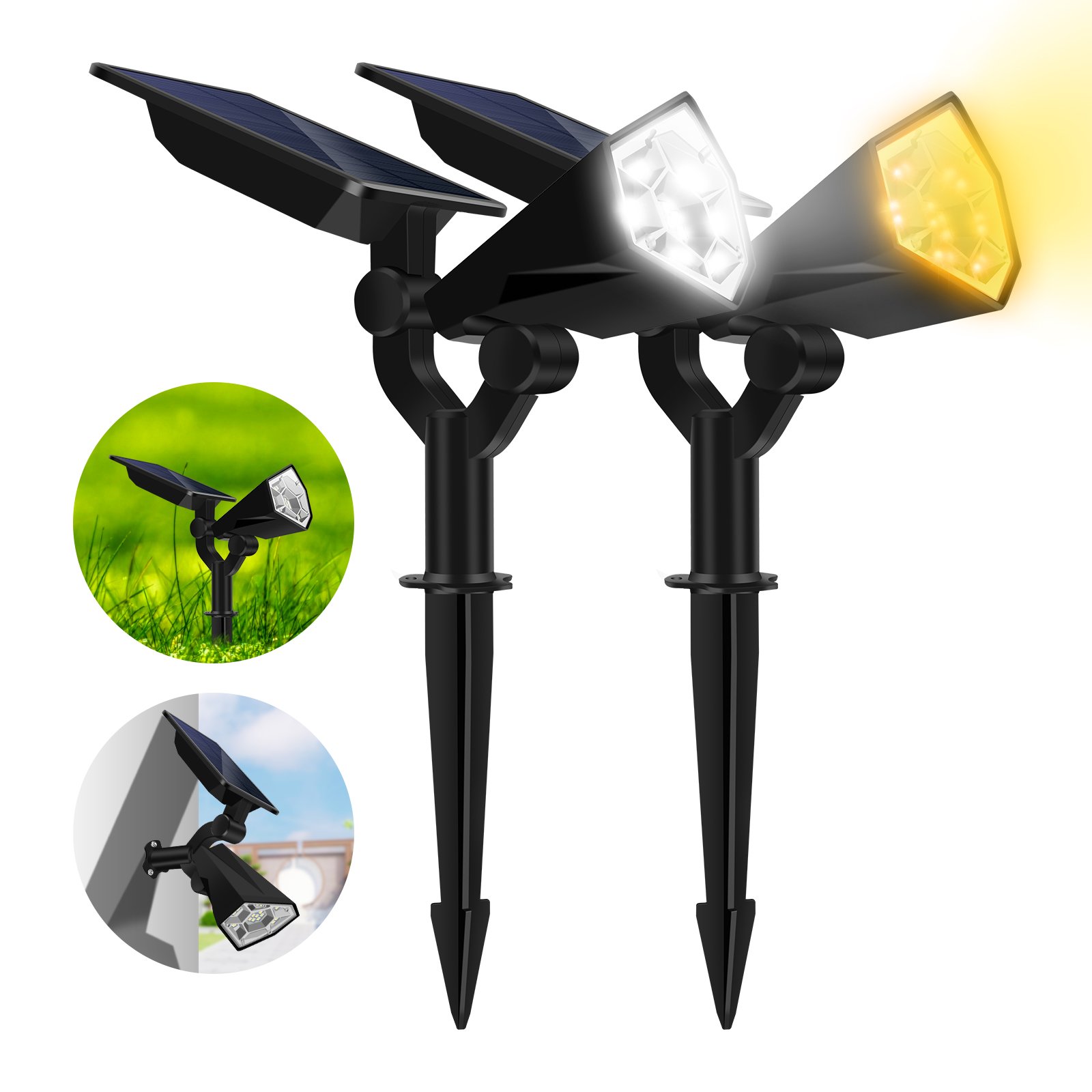 Color changing solar outdoor retractable extension cord reel ceiling led garden light home landscape lighting