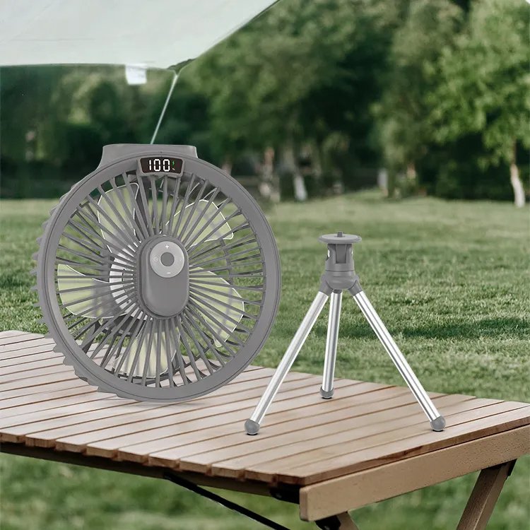 Camping Outdoor Powerful Foldable Desk Fan Portable USB Rechargeable 6000mAh Battery Operated Electric Table Fan With LED Light