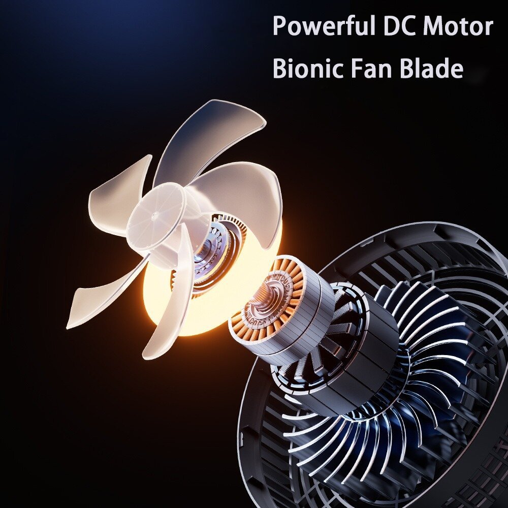 12000mah Camping Fan Rechargeable Desktop Portable Circulator Wireless Ceiling Electric Fan With Power Bank Led Lighting