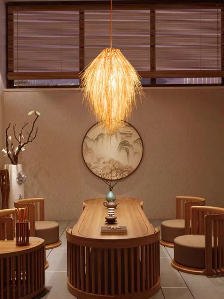 creative vintage Southeast Asia rattan-weaved Pine cone pendant light for dining room or restaurant sea Resorts