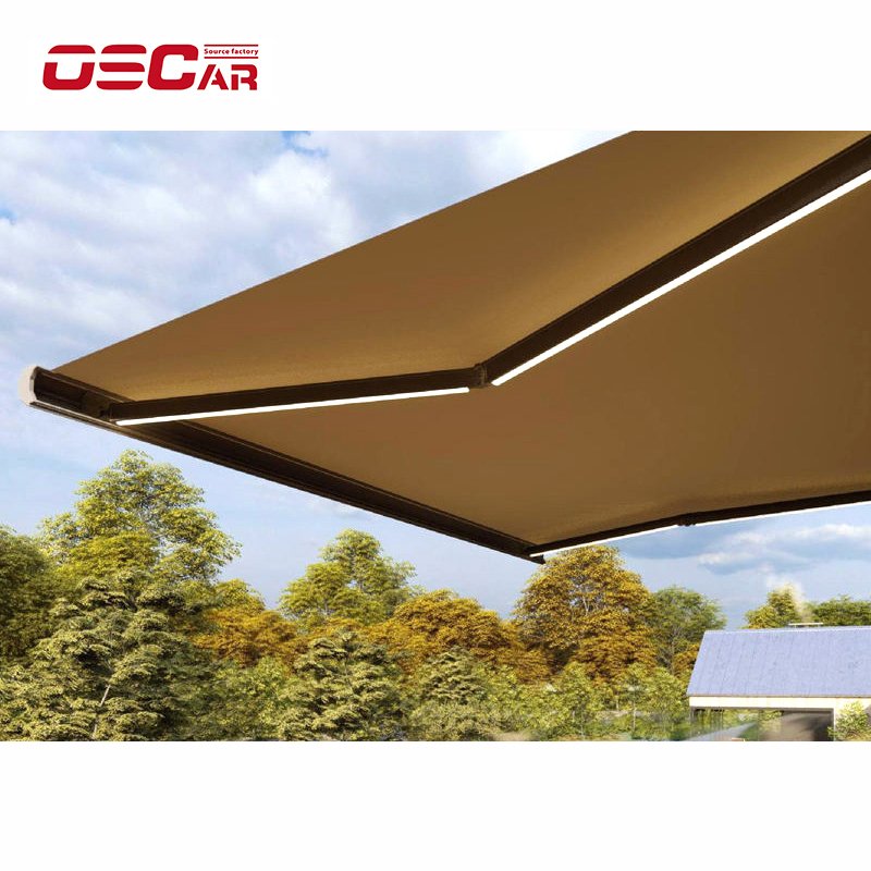 Outdoor Full Box Sunshade Electric Folding Telescopic Canopy Sun Terrace with Light Canopy Courtyard Home Villa Canopy