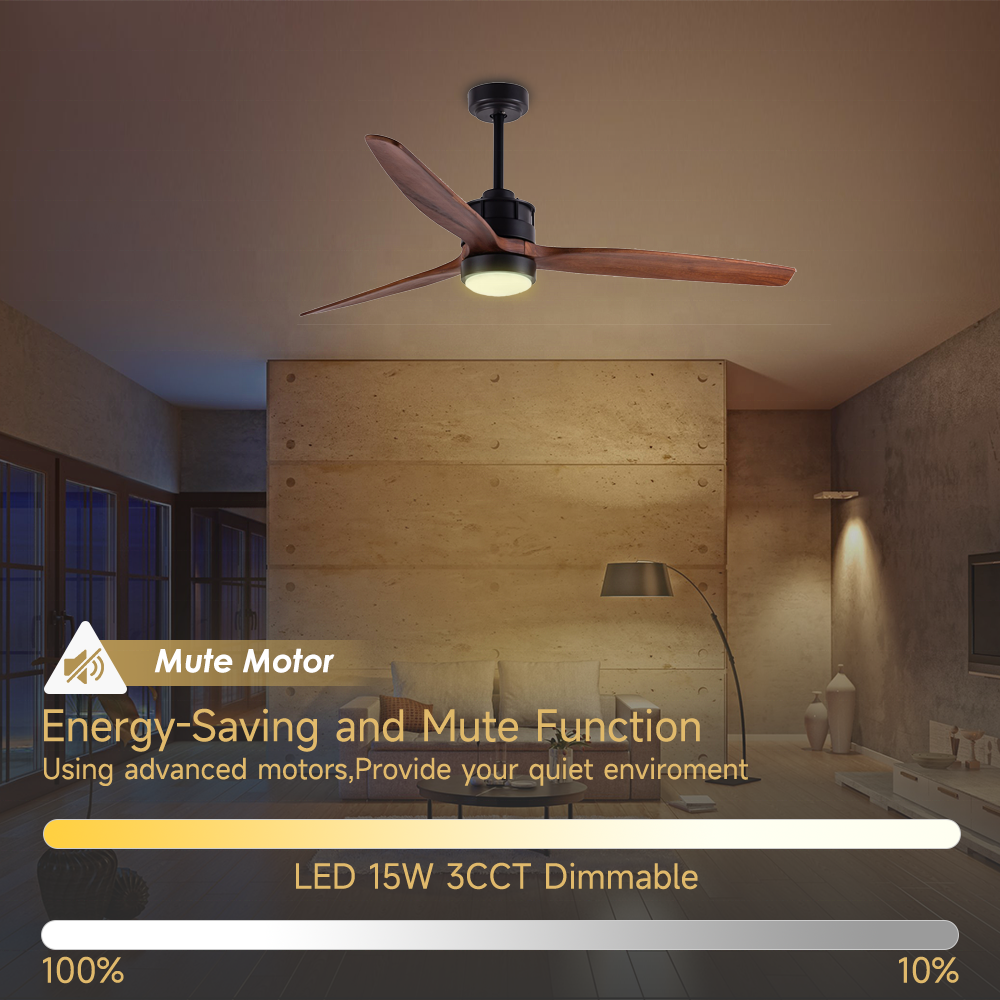 52" decorative electric ceiling fan lights with remote DC ceiling fans with wifi and light