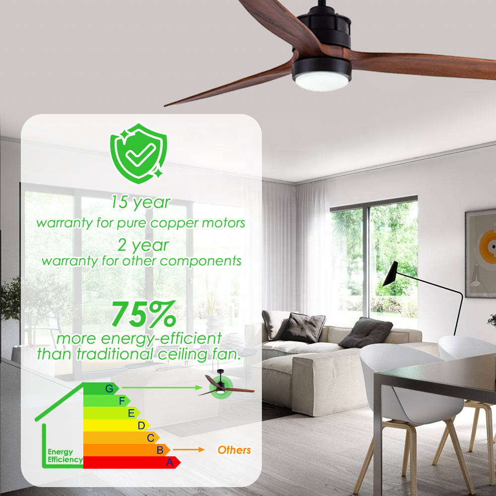 52" decorative electric ceiling fan lights with remote DC ceiling fans with wifi and light