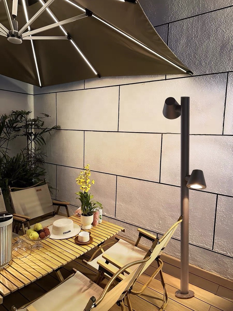 Modern and fashionable dual head electric rotatable courtyard lamp, park community lawn outdoor waterproof garden lamp