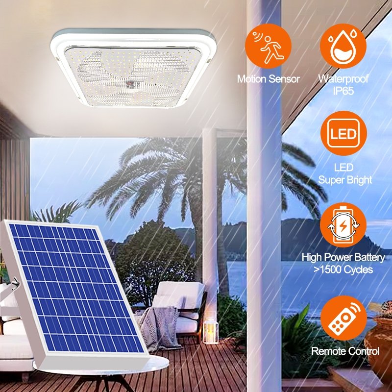 200w 250w 300w 350w 400w Waterproof Outdoor Led Square Solar Ceiling Light for Garden Home indoor Lighting