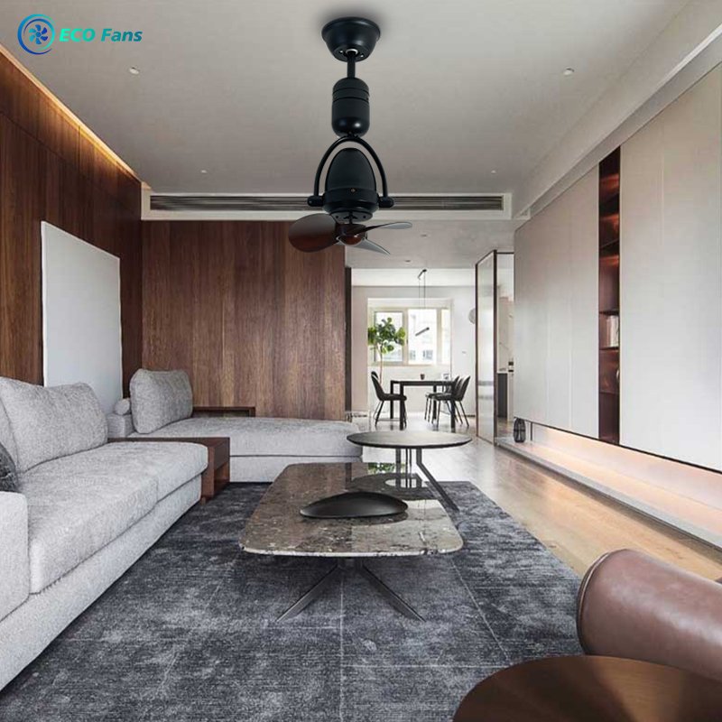 ECO 12-inch ceiling fan wall fan no light with remote control Retro luxury style Moving head small ceiling fan