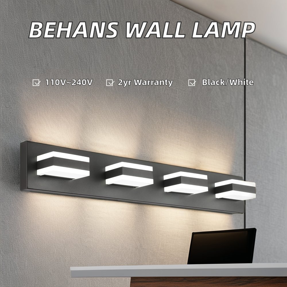 Behans Modern Outdoor Wall Lamp Waterproof IP65 Square LED Ceiling Light with Human Body Induction for Corridor & Balcony