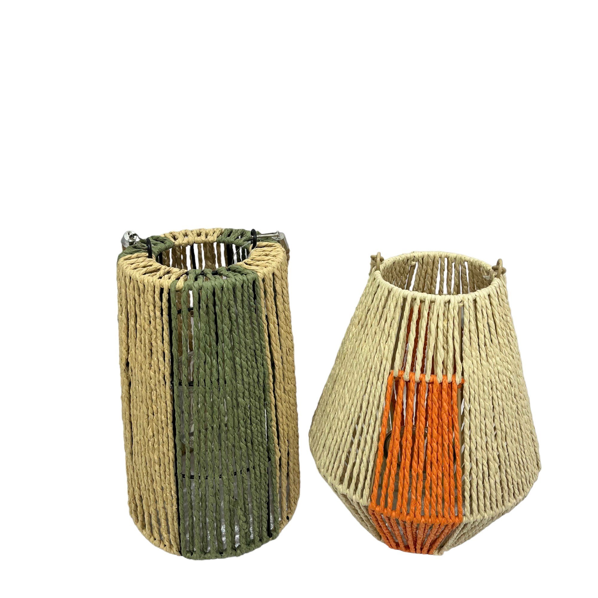 Home Decoration Wicker Lamp Vintage Woven Paper Hanging Ceiling Lamp