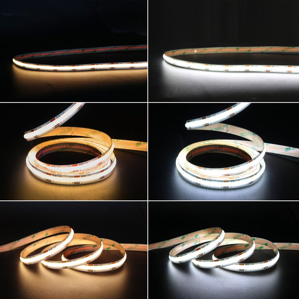 12V 24V 2700K+6500K Dual temperature COB two-color temperature strip light for ceiling decoration light
