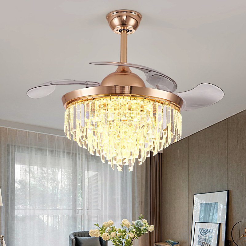 42 Inch Modern Ceiling Fan Crystal Luxury Chandelier Lighting Ceiling Fan With Light Remote Control