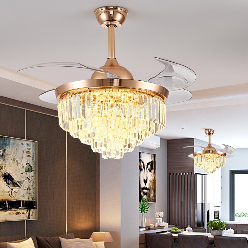 42 Inch Modern Ceiling Fan Crystal Luxury Chandelier Lighting Ceiling Fan With Light Remote Control