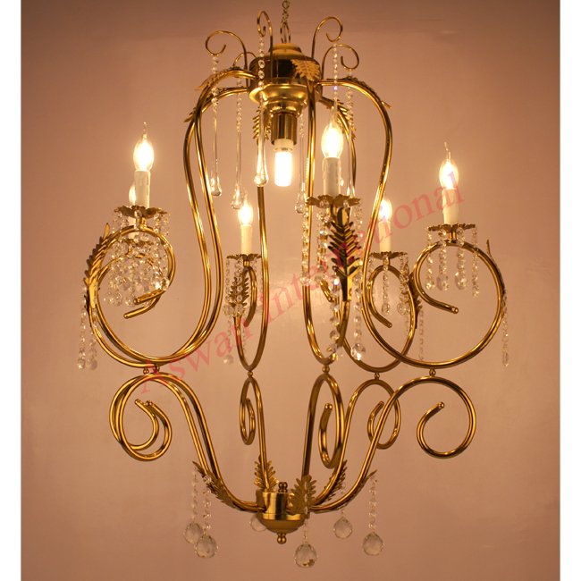 Georgian Style Gold Chandelier 6 Light Chandelier For Home Restaurant Hotel Lobby Hanging Decorative Retro LED Chandelier