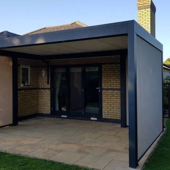 2 Meter Outdoor Roller Blinds Windproof, Outdoor PVC Transparent Weather Blinds, Outdoor Motorized Blinds 96x72